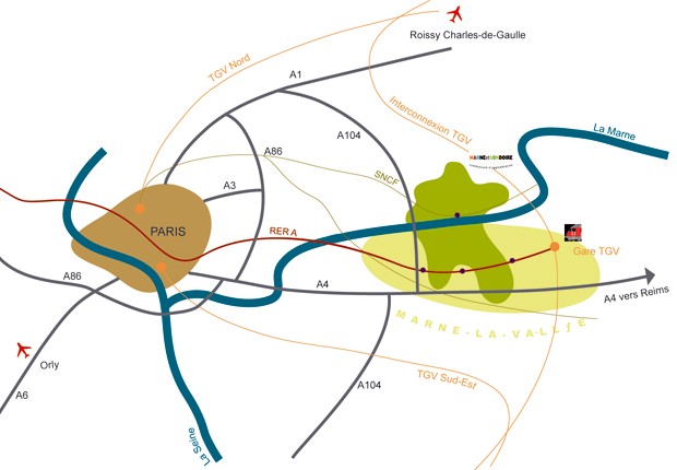 Intersection A4 /A104 au niveau de Collégien